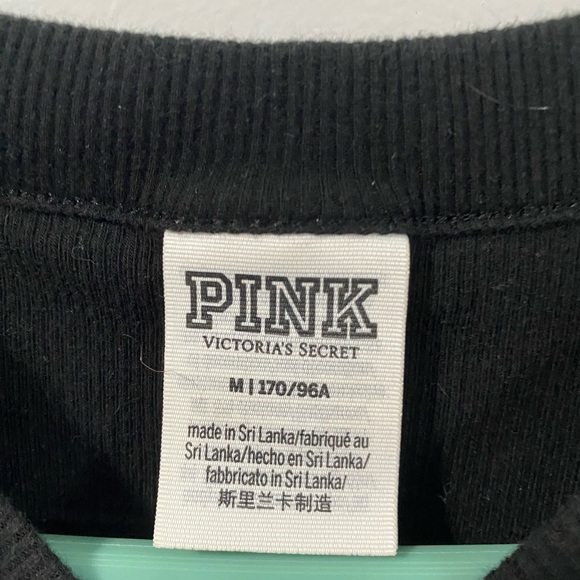 Victoria’s Secret PINK black ribbed long sleeve crop top SZ medium - Picture 3 of 5